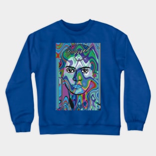 Emily Dickinson III in Blue Crewneck Sweatshirt